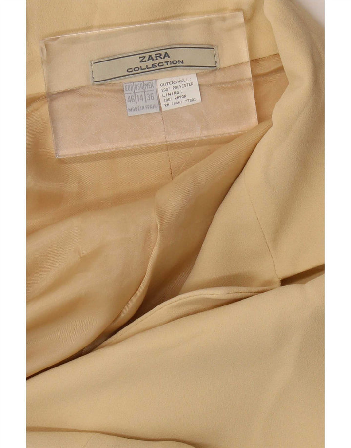 Zara Chaqueta Blazer de 2 Botones para Mujer US 14 XL Poliéster Beige