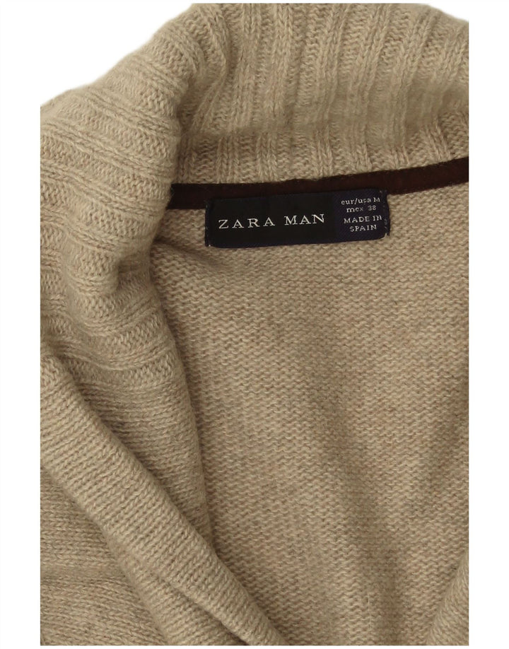Zara Hombre Jersey Cárdigan Lana Gris Medio