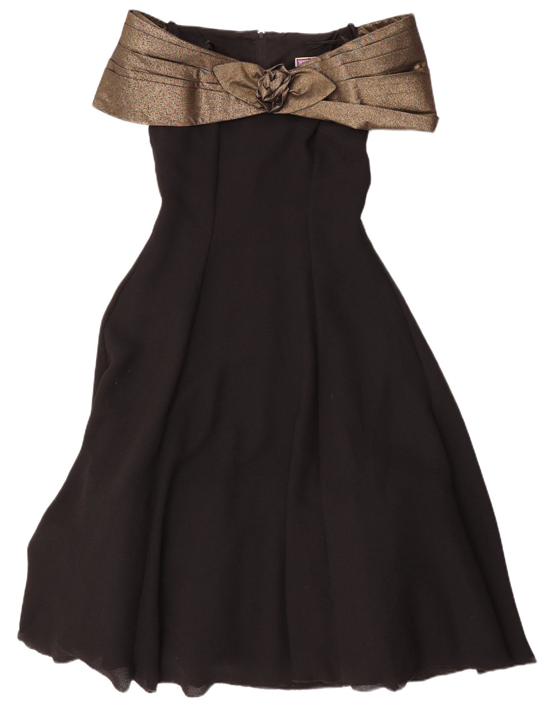 Yessica Vestido con hombros descubiertos para mujer EU 36 Pequeño Poliéster con bloques de color negro