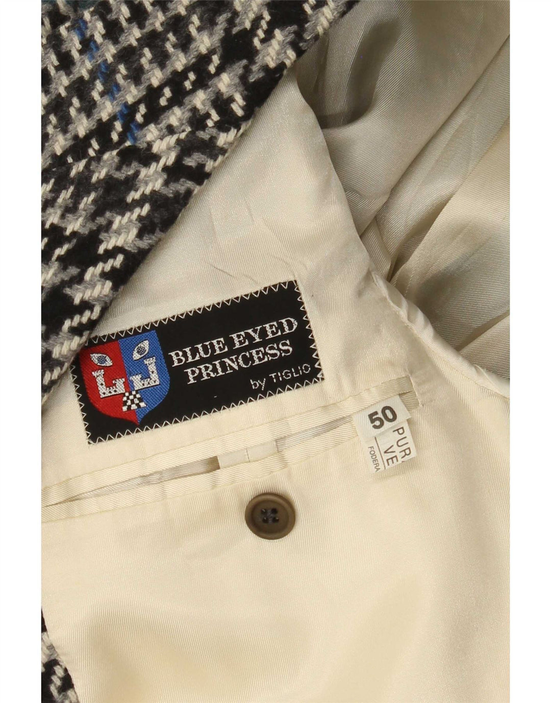 Tiglio Chaqueta tipo blazer de 2 botones para hombre IT 50 Large Gris Pata de gallo Lana virgen