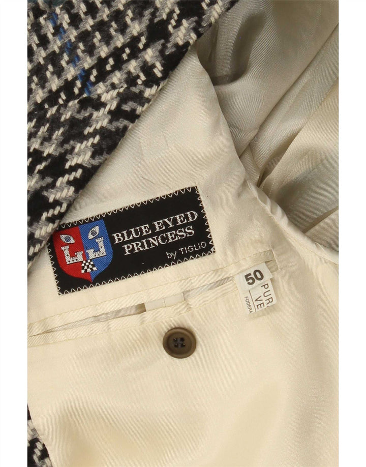 Tiglio Chaqueta tipo blazer de 2 botones para hombre IT 50 Large Gris Pata de gallo Lana virgen