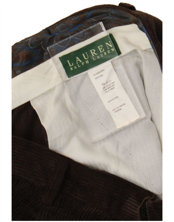 RALPH LAUREN Pantalones de pana con pinzas para hombre W36 L34 Algodón marrón
