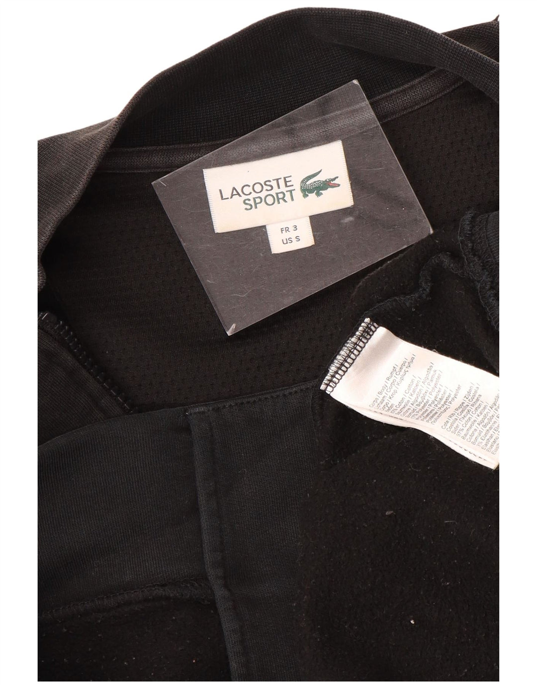 LACOSTE Chaqueta de chándal para hombre talla 3 pequeña algodón negro