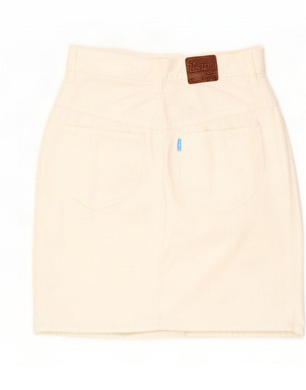 Falda vaquera vintage para mujer pequeña W26 Algodón blanco crudo