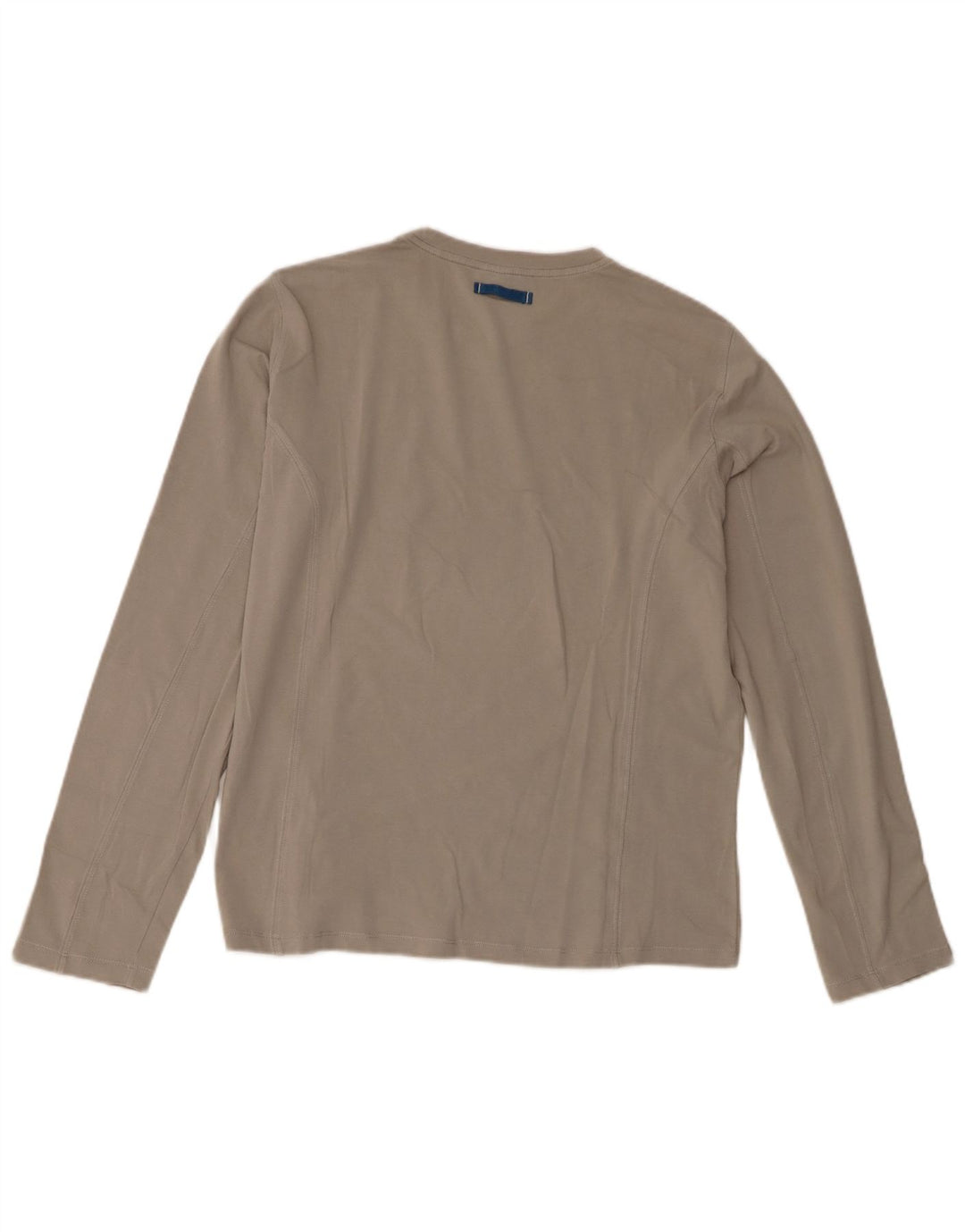 Trussardi Jeans Mujer Camiseta Gráfica Manga Larga UK 44 Algodón Gris Medio