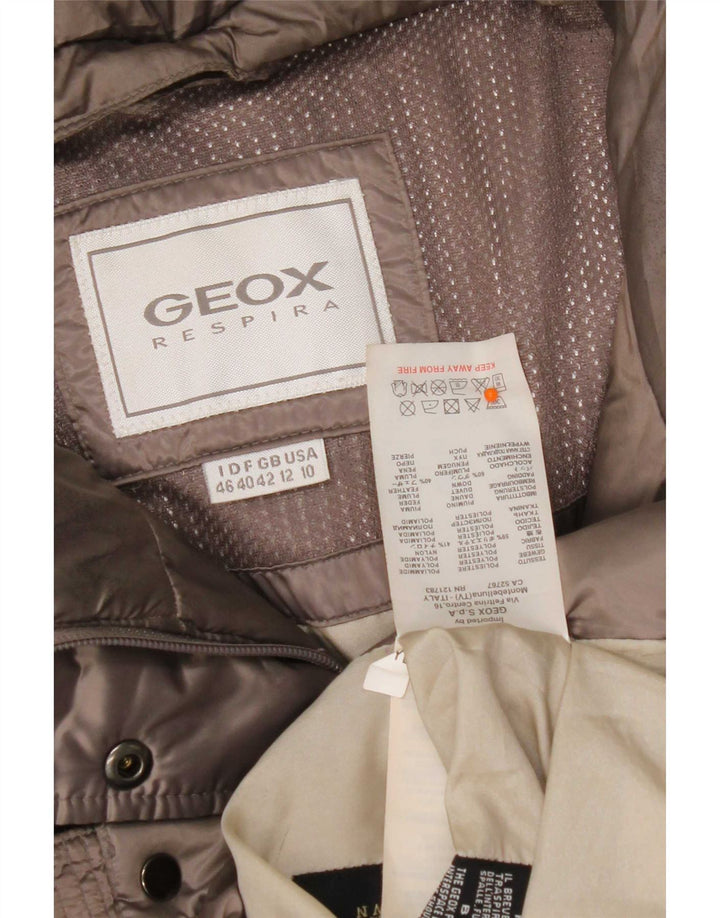 Geox Mujer Respira Chaqueta Acolchada con Capucha UK 12 Poliéster Gris Medio