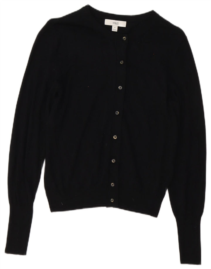 Marks & Spencer Suéter tipo cárdigan para mujer UK 10 Small Viscosa negra
