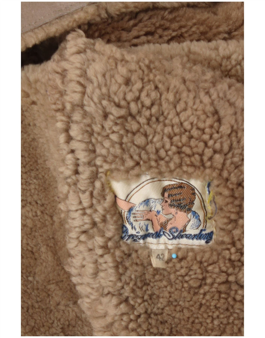 Vintage mujer shearling abrigo IT 42 Medio Beige Shearling