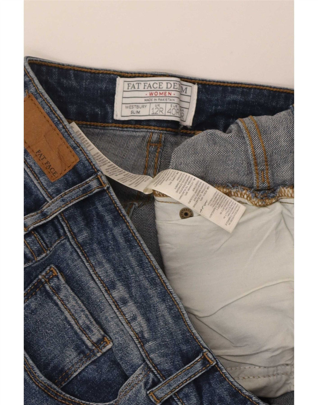 Vaqueros ajustados para mujer Fat Face UK 12 Medium W32 L30 Algodón azul