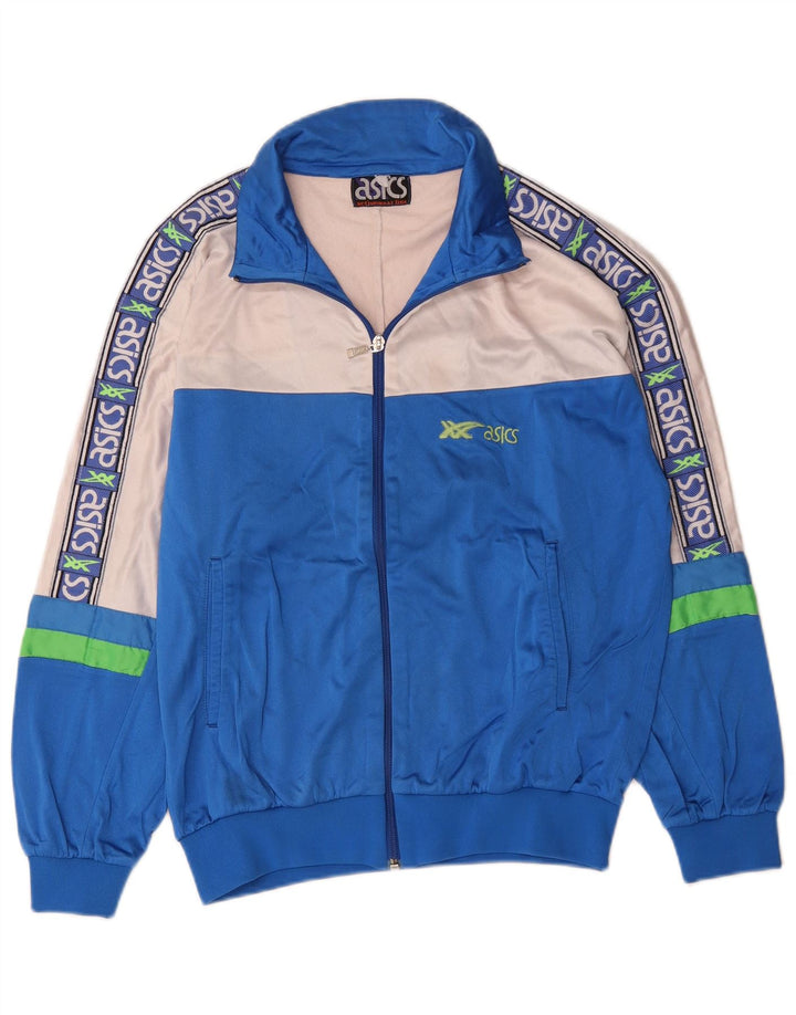 Asics Hombre Graphic Chándal Top Chaqueta Grande Azul Colorblock