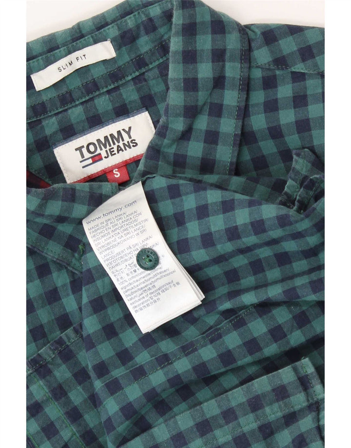 Tommy Hilfiger Camisa Slim Fit para Hombre Algodón Vichy Azul Marino Pequeño