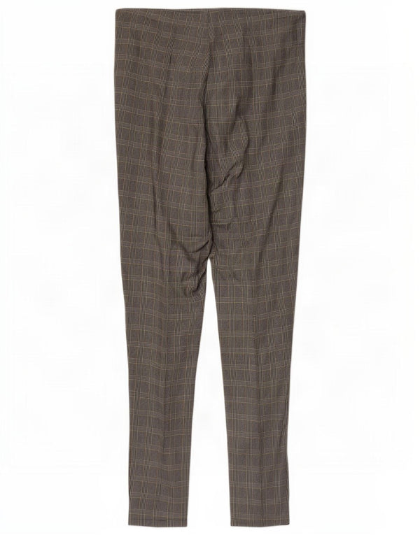 Zara Mujer Pantalones Casuales Pitillo Pequeños W26 L26 Viscosa A Cuadros Gris