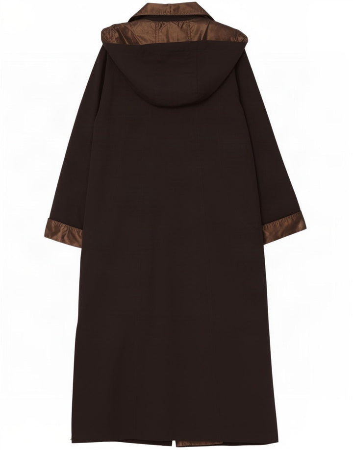 Jacques Vert Abrigo extragrande con capucha para mujer UK 10 Small Black Colourblock