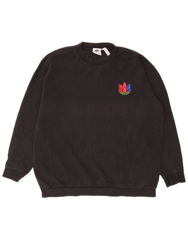 ADIDAS Hombre Sudadera Jumper Grande Algodón Negro