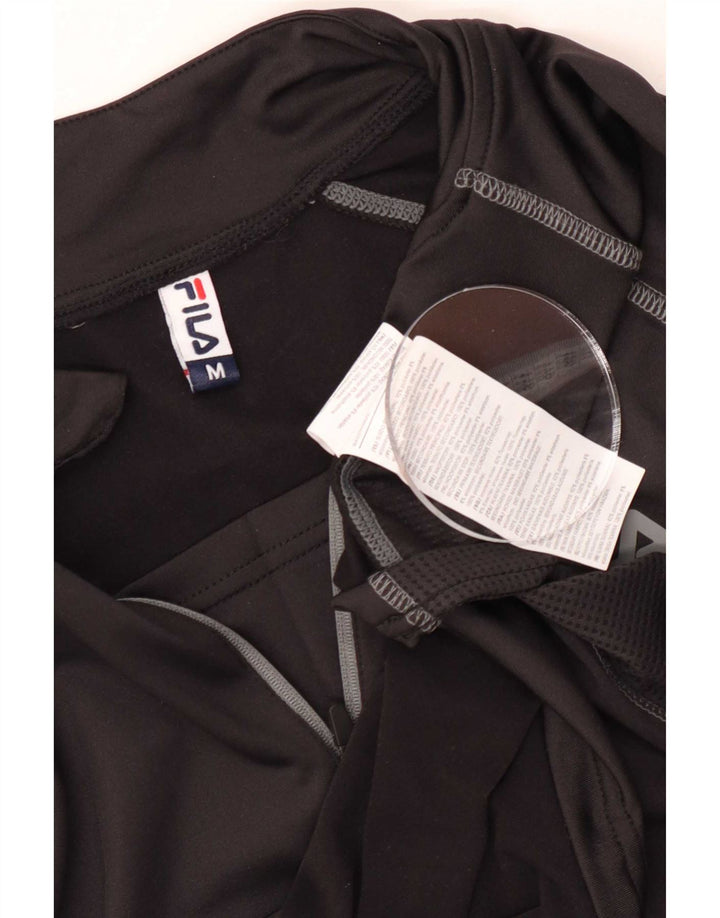 Fila Hombre Zip Neck Jersey Chándal Top Mediano Poliéster Negro