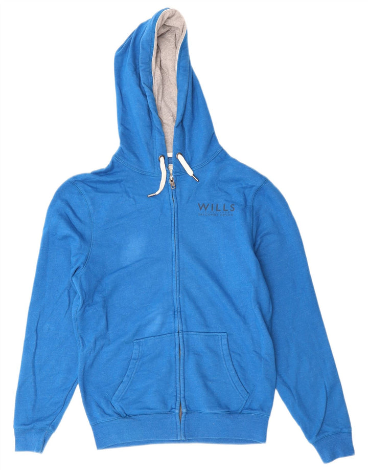 JACK WILLS Salcombe Devon Classic Fit Zip Sudadera con capucha para hombre, talla pequeña, color azul