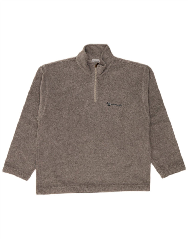 Sergio Tacchini Jersey de forro polar con cuello y cremallera para hombre, talla grande, gris