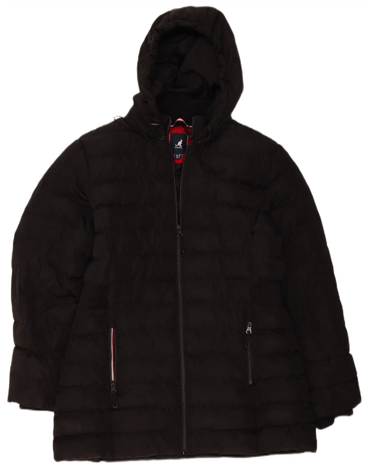 Kangol Abrigo acolchado con capucha para mujer UK 46 Large Poliéster negro