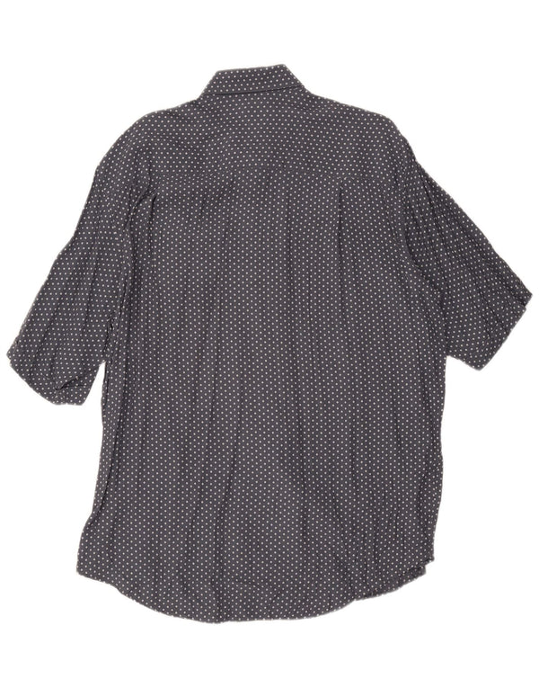 Stefano Conti Camisa de manga corta para hombre Talla 44 17 1/2 XL Azul marino manchado