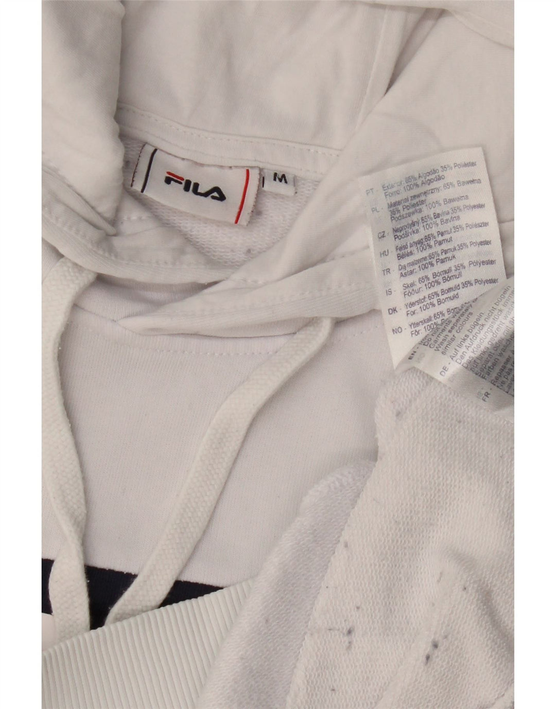 FILA Jersey con capucha gráfica para mujer UK 14 Medium White Colourblock Cotton