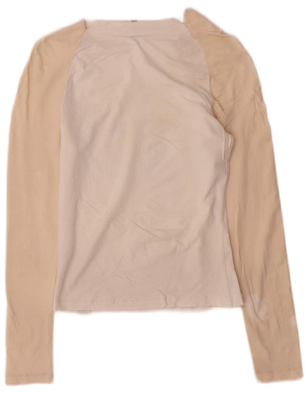 Calvin Klein Jeans Womens Graphic Top Long Sleeve UK 6 XS White Colourblock