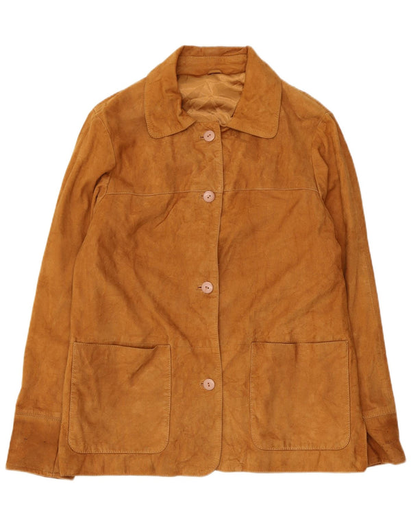 Vintage mujer ante chaqueta Reino Unido 14 cuero marrón grande