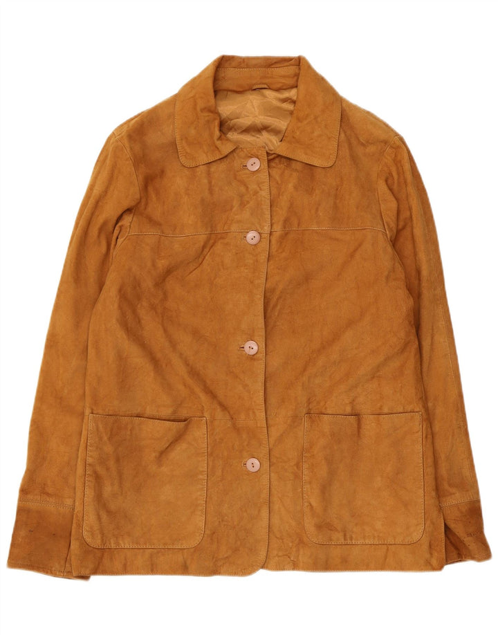 Vintage mujer ante chaqueta Reino Unido 14 cuero marrón grande
