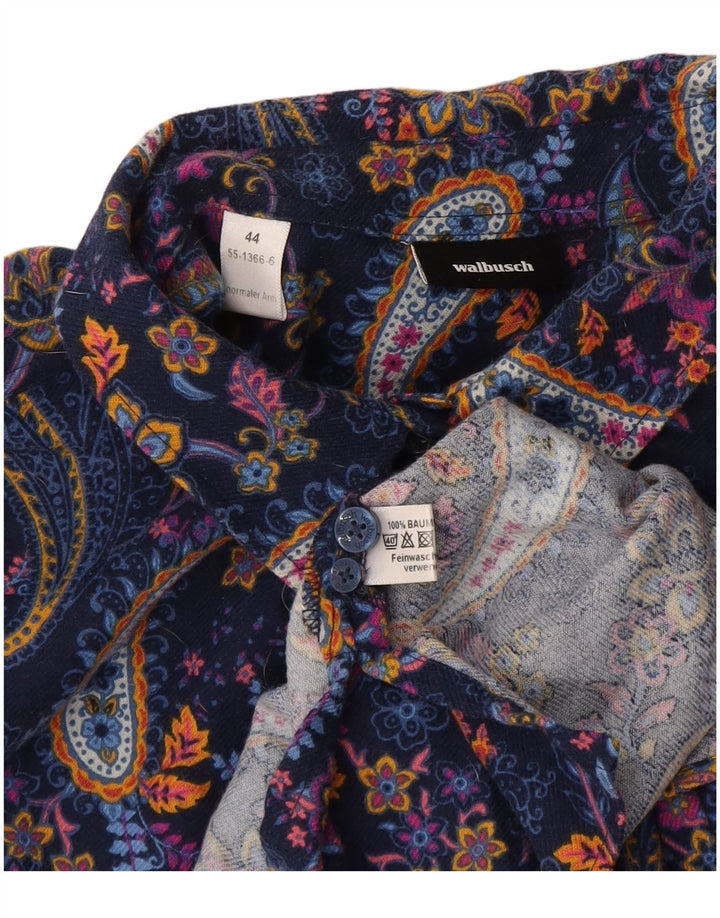 Walbusch Blusa camisera extragrande para mujer IT 44 Medium Navy Blue Paisley
