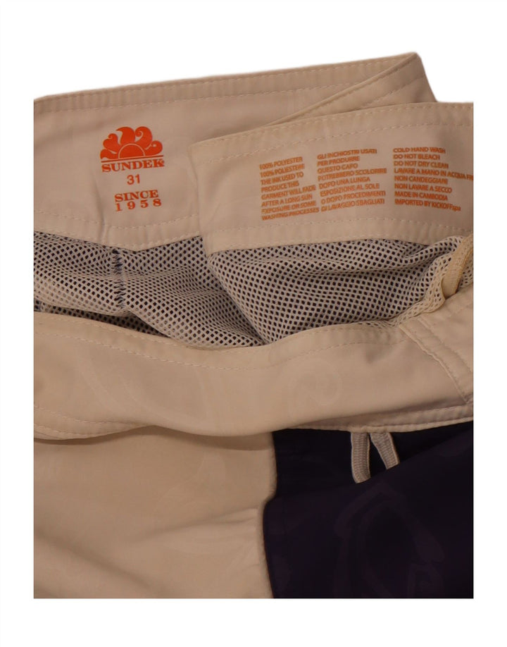 SUNDEK Shorts de baño gráficos para hombre Poliéster floral azul marino mediano