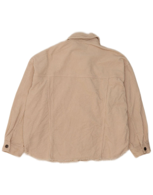 ZARA Mujer Camisa De Pana Extragrande UK 10 Small Algodón Beige