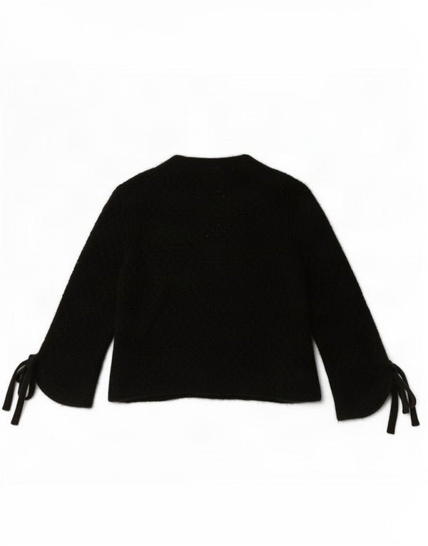 Massimo Dutti Cárdigan Abierto de Manga 3/4 para Mujer UK 40 Small Negro