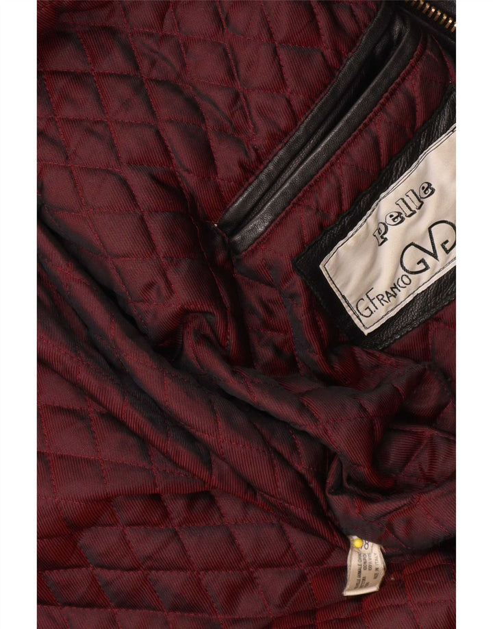 Chaqueta de cuero vintage para hombre IT 48 Medio Negro