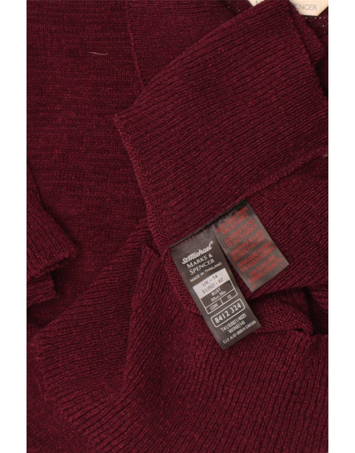 Marks & Spencer - Cárdigan corto para mujer, talla 40, tamaño mediano, color burdeos