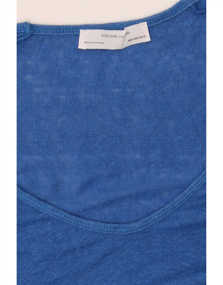 Zara Mujer Top Túnica Asimétrica UK 42 Azul Medio