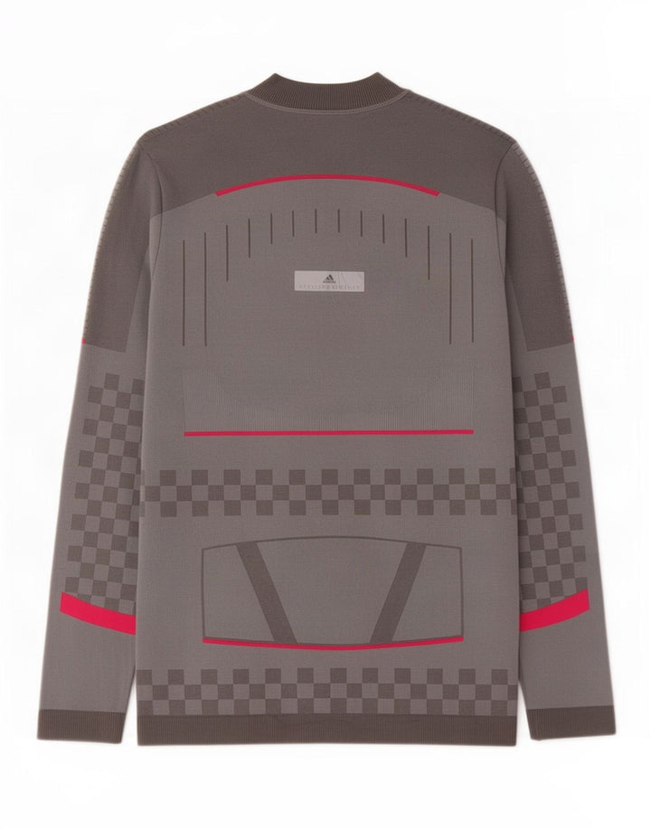 Adidas Mujer Jersey Chándal Top UK 14 Grande Gris Geométrico Poliéster