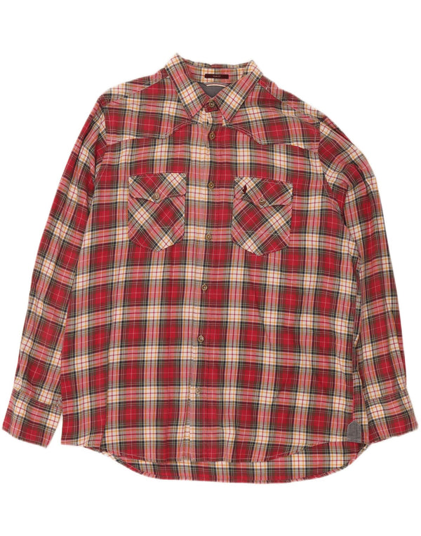 MARLBORO CLASSICS Camisa de franela ajustada para hombre 3XL Cuadros rojos