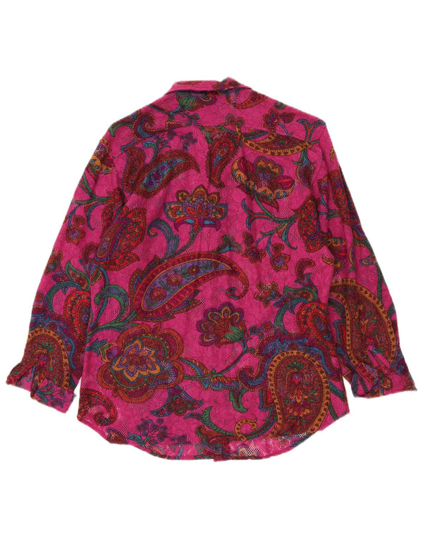 Sisley Camisa Relaxed Elegance IT 42 Medium Pink Paisley Bohemian