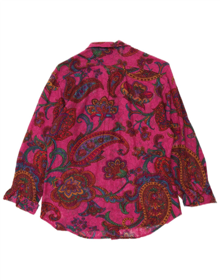 Sisley Camisa Relaxed Elegance IT 42 Medium Pink Paisley Bohemian