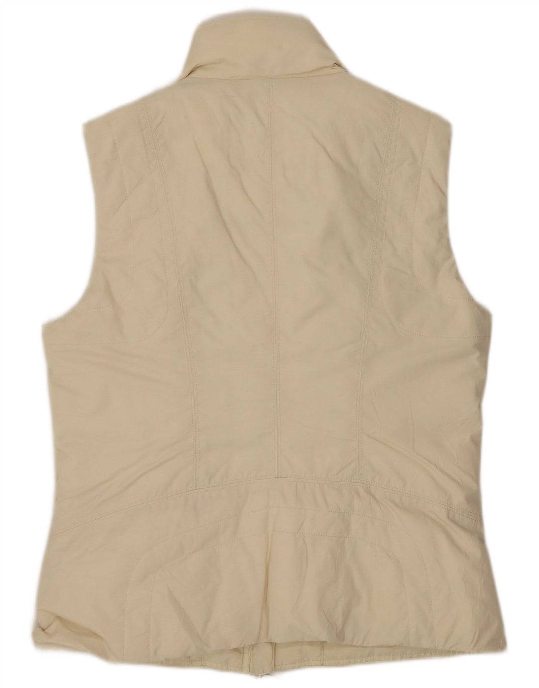 Benetton Chaleco Acolchado Mujer UK 44 Medio Algodón Blanco Roto