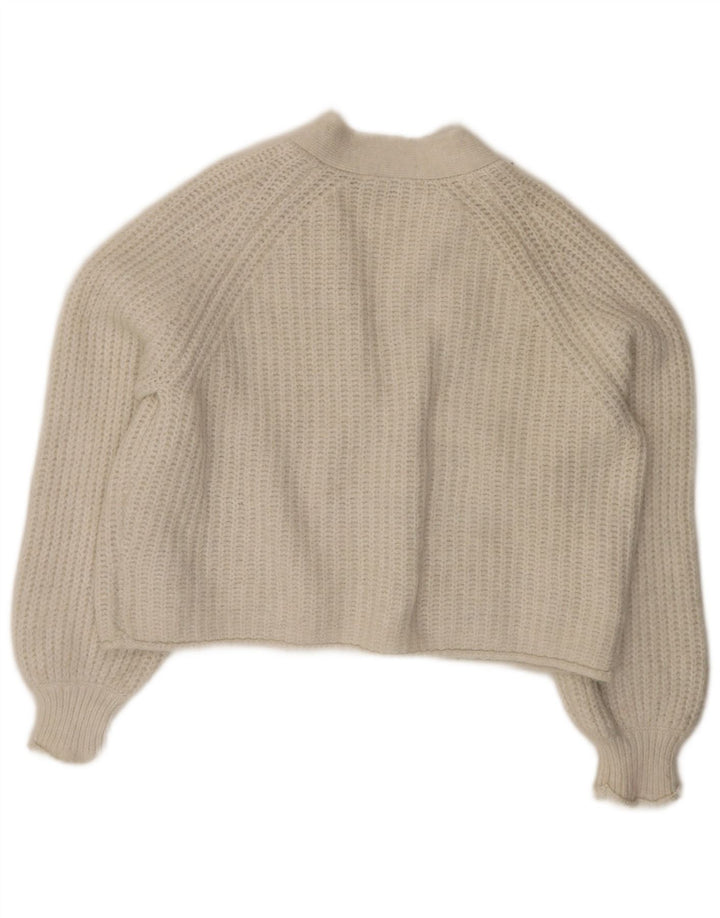 Zara Mujer Crop Suéter Cárdigan Extragrande UK 10 Small Blanco