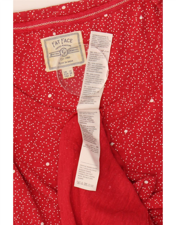 FAT FACE Camiseta para mujer Top UK 10 Small Red Spotted Cotton