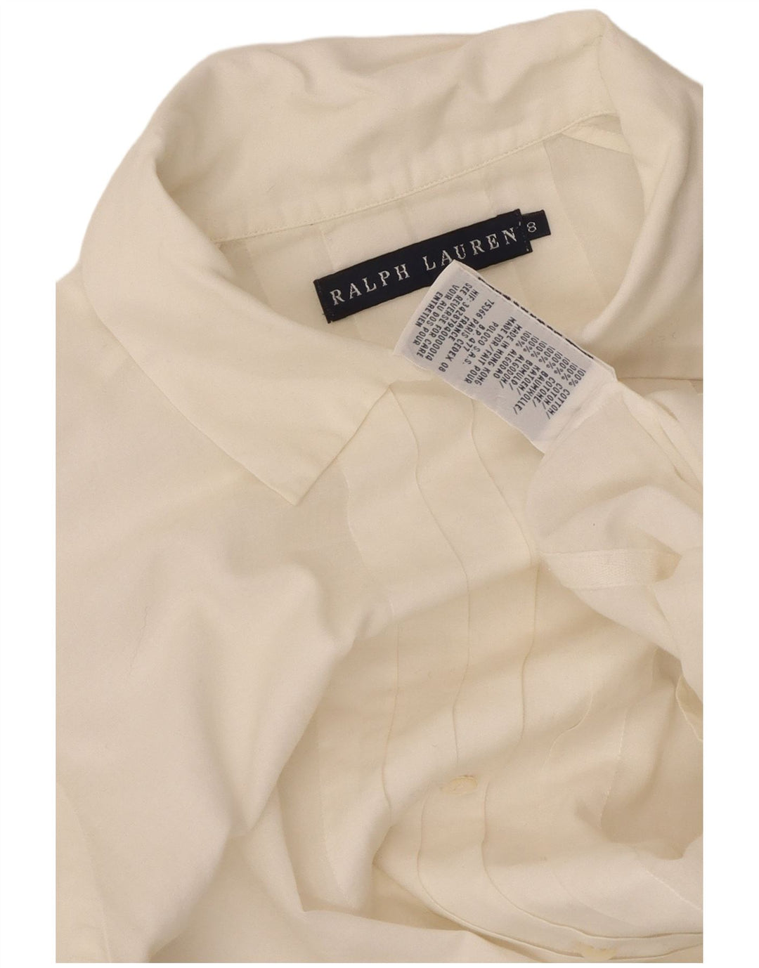 RALPH LAUREN Camisa de esmoquin para mujer US 8 Mediana de algodón blanco roto