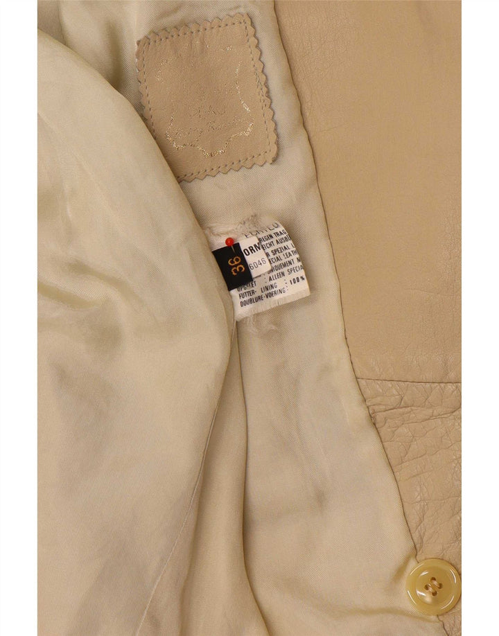 Vintage mujer oversize doble pecho Blazer chaqueta EU 36 pequeño beige