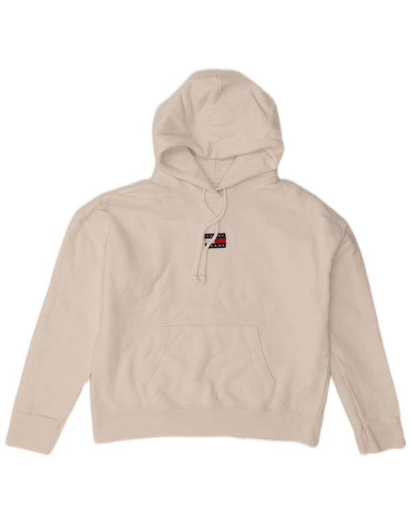 Tommy Hilfiger Jersey con capucha extragrande para mujer UK 14 Medium Off White Cotton