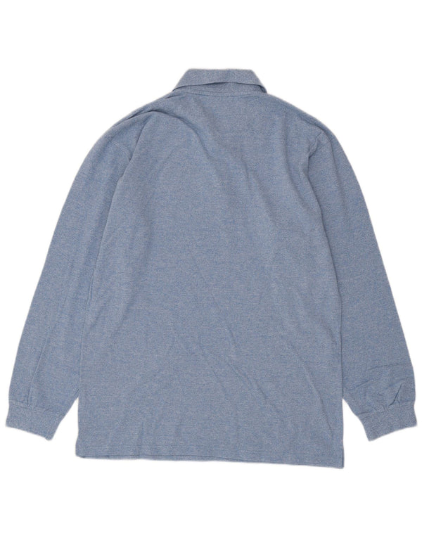 Champion Polo de manga larga para hombre de algodón moteado azul grande