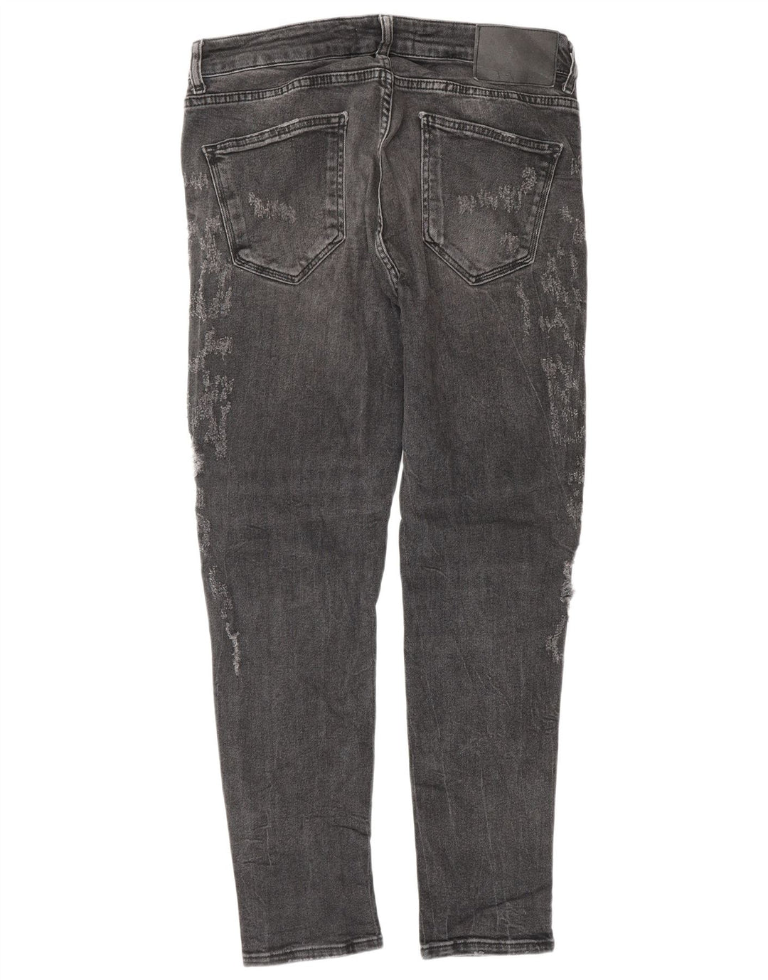 ZARA Vaqueros ajustados desgastados para hombre EU 42 Large W32 L30 Gris