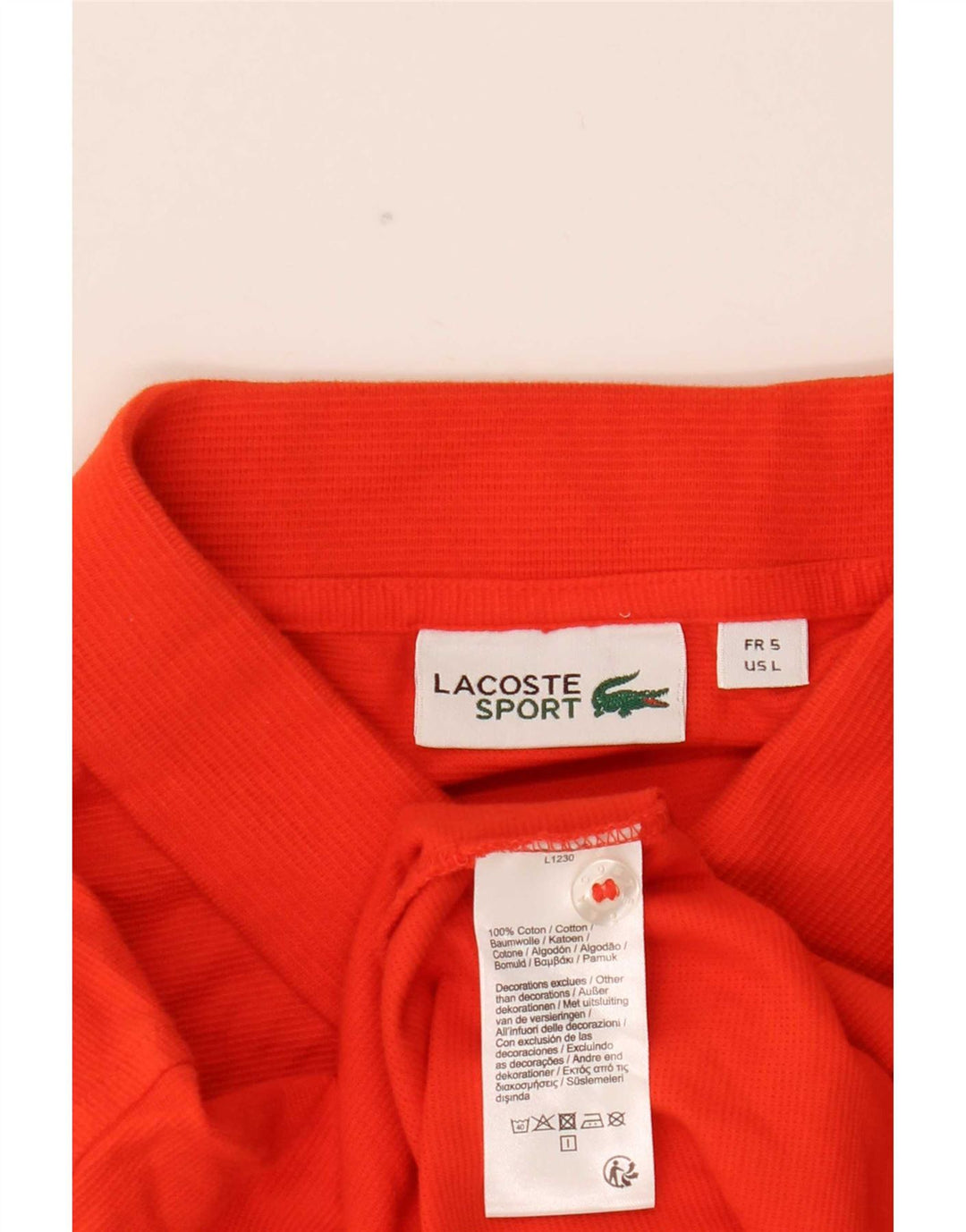Polo Lacoste para hombre talla 5 grande algodón naranja