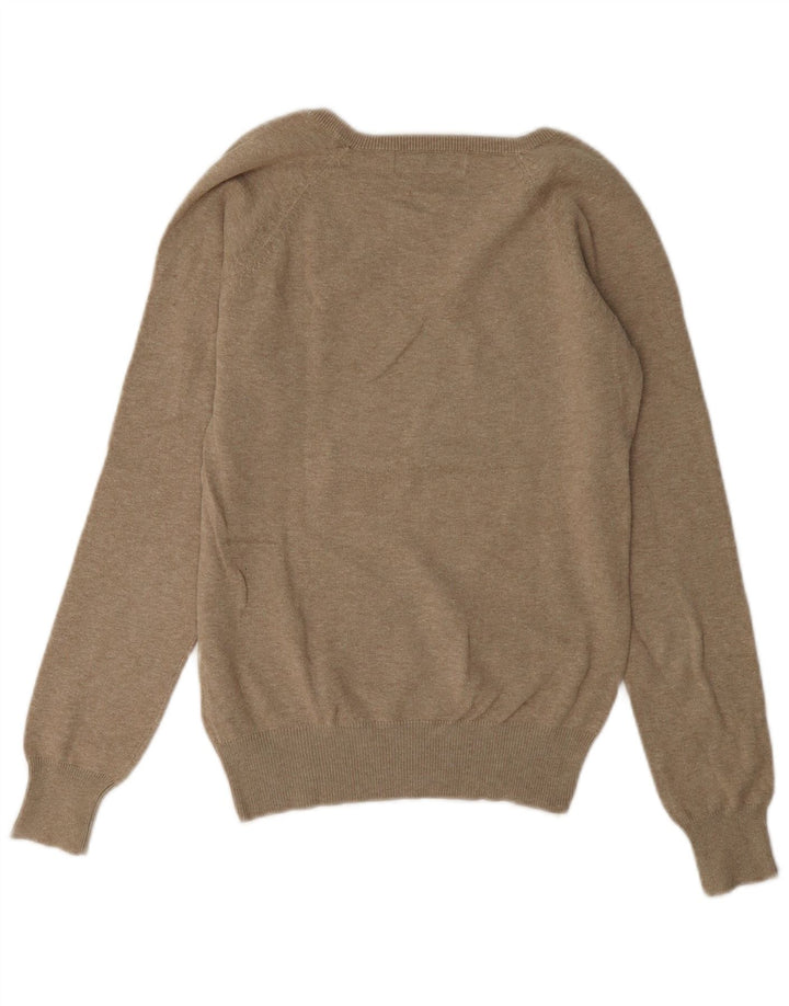 Zara Mujer Jersey con Cuello en V Jersey UK 44 Algodón Marrón Medio