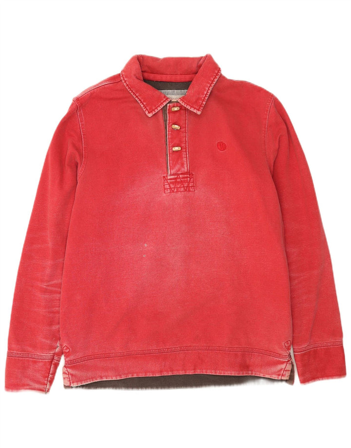 Sudadera con cuello tipo polo para hombre Fat Face Jersey de algodón rojo medio