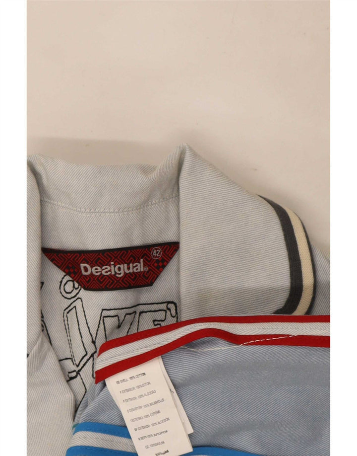 Desigual Chaqueta tipo blazer con gráfico de 3 botones para mujer EU 42 Grande Algodón azul